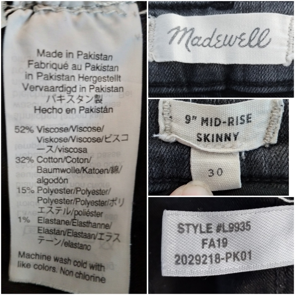 Madewell Crop Skinny Jeans Grey Raw Hem Stretch Denim L9935 - Picture 2 of 7